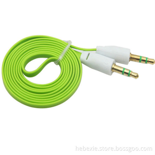 Noodle flat custom lengths green orange black audio cable